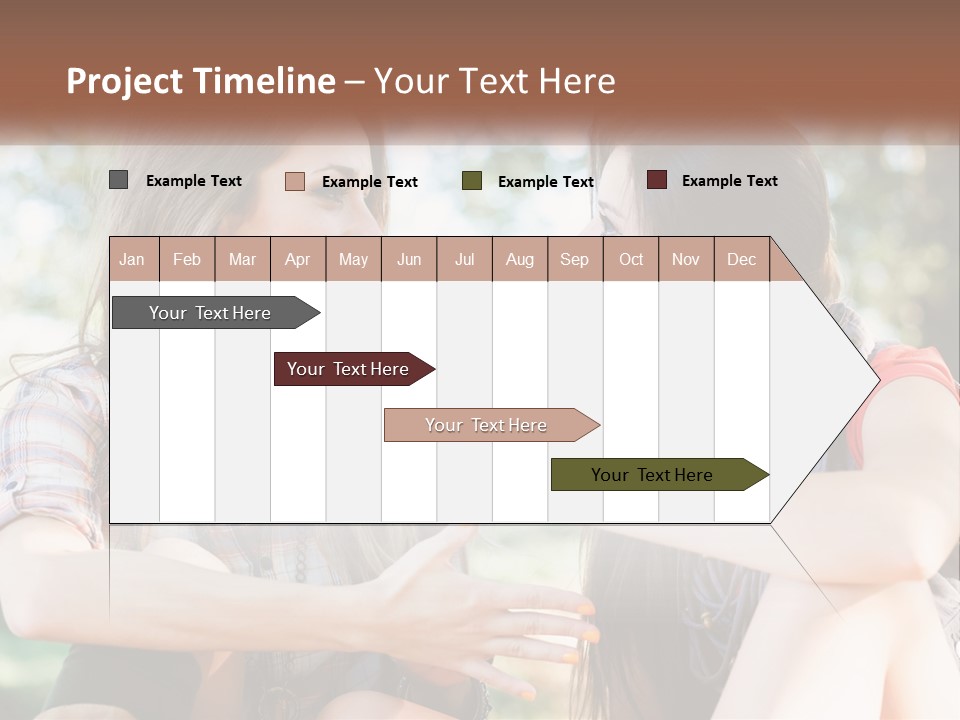 Two Young Women Talking To Each Other In A Park PowerPoint Template