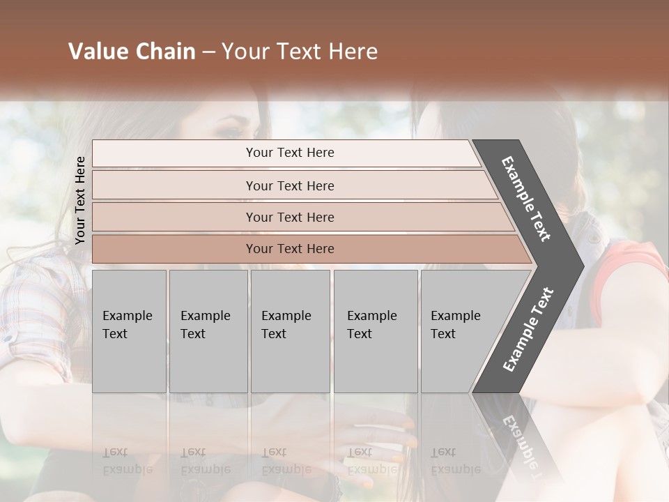 Two Young Women Talking To Each Other In A Park PowerPoint Template