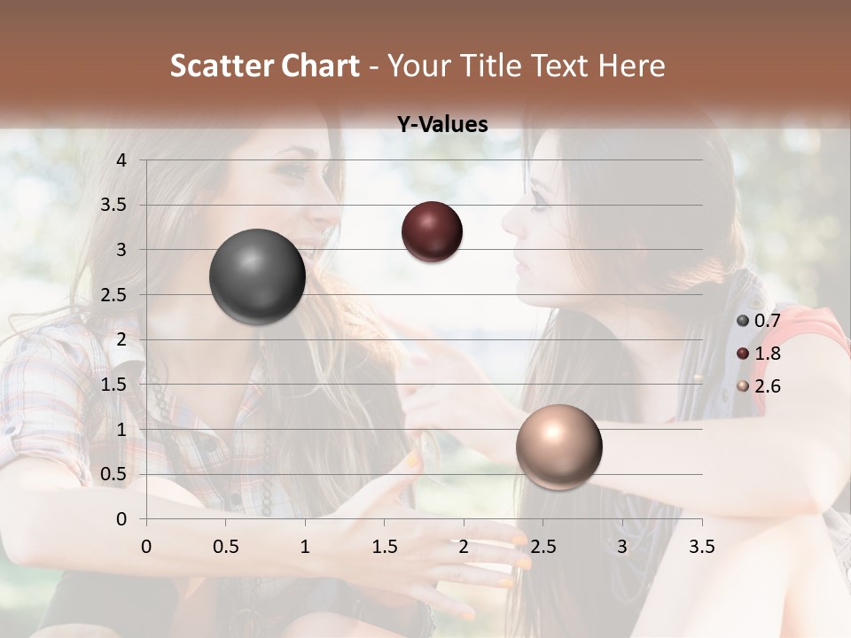 Two Young Women Talking To Each Other In A Park PowerPoint Template