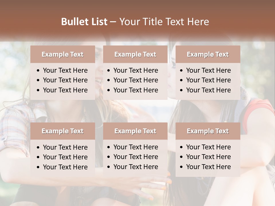 Two Young Women Talking To Each Other In A Park PowerPoint Template