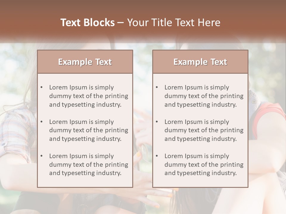 Two Young Women Talking To Each Other In A Park PowerPoint Template