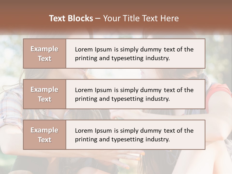 Two Young Women Talking To Each Other In A Park PowerPoint Template