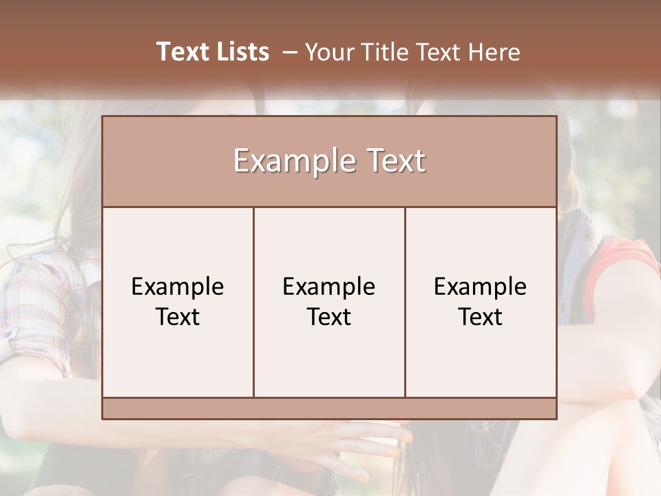 Two Young Women Talking To Each Other In A Park PowerPoint Template
