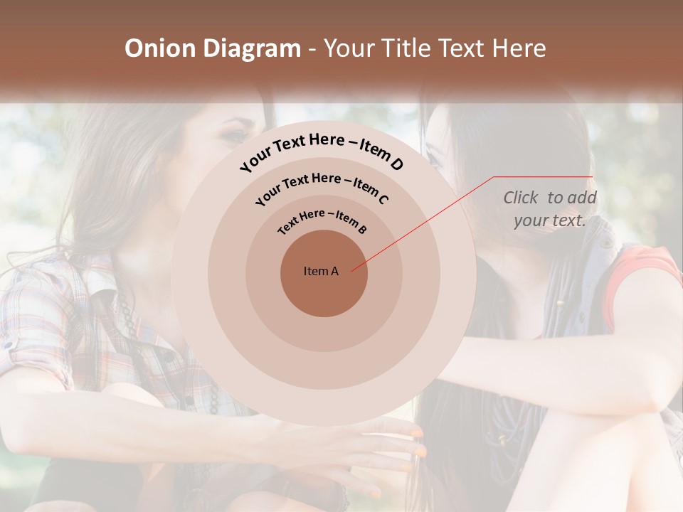 Two Young Women Talking To Each Other In A Park PowerPoint Template