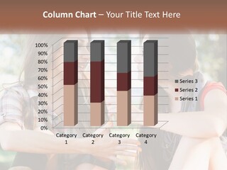 Two Young Women Talking To Each Other In A Park PowerPoint Template