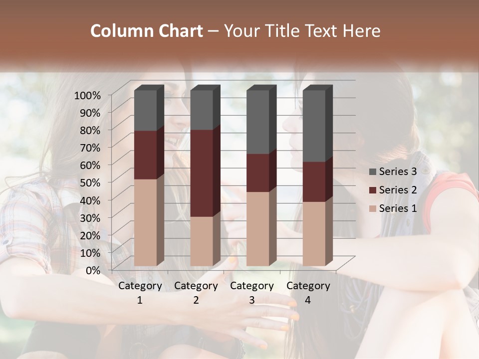 Two Young Women Talking To Each Other In A Park PowerPoint Template