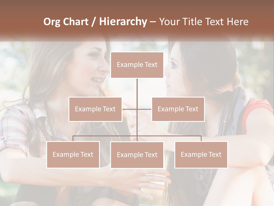 Two Young Women Talking To Each Other In A Park PowerPoint Template
