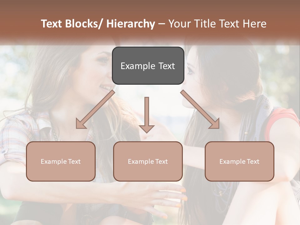 Two Young Women Talking To Each Other In A Park PowerPoint Template
