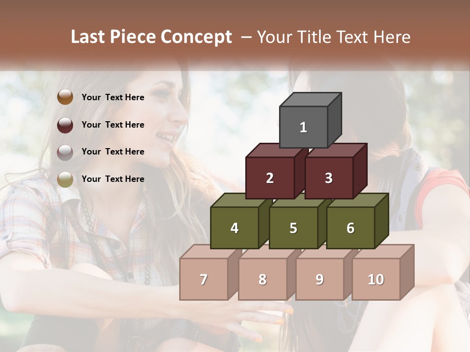 Two Young Women Talking To Each Other In A Park PowerPoint Template