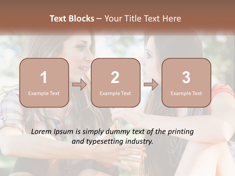 Two Young Women Talking To Each Other In A Park PowerPoint Template