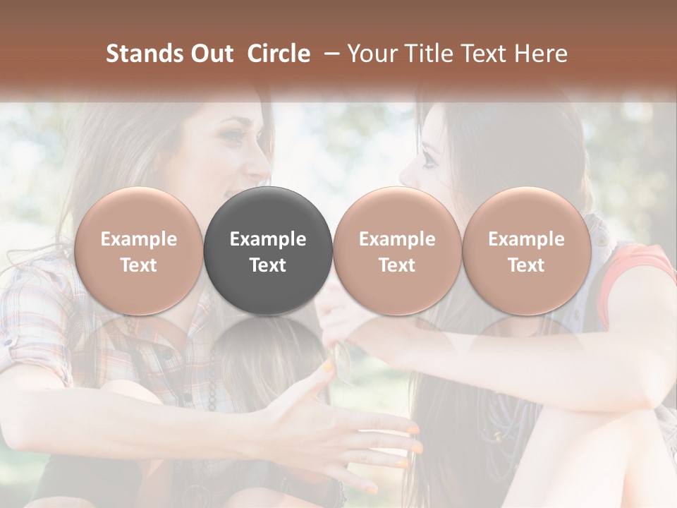 Two Young Women Talking To Each Other In A Park PowerPoint Template