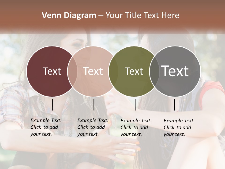 Two Young Women Talking To Each Other In A Park PowerPoint Template