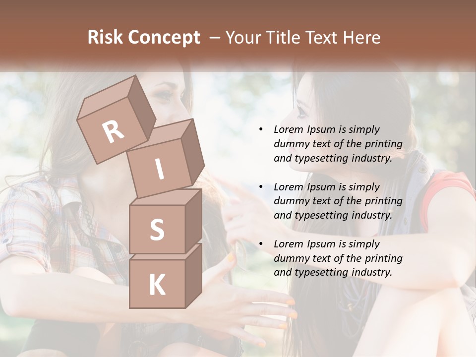 Two Young Women Talking To Each Other In A Park PowerPoint Template