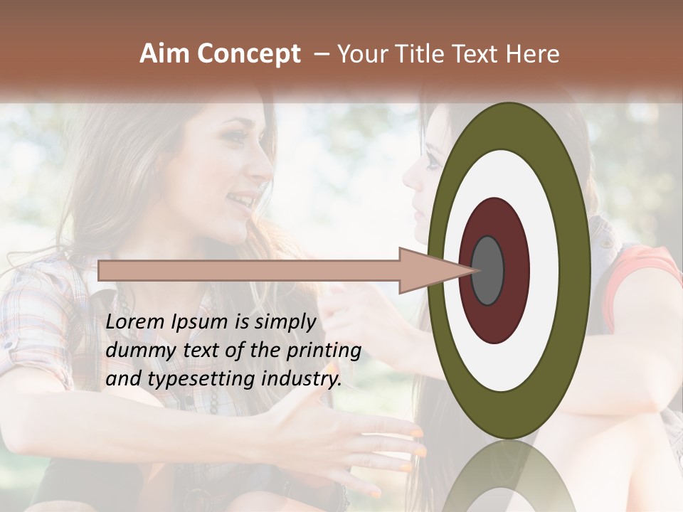 Two Young Women Talking To Each Other In A Park PowerPoint Template