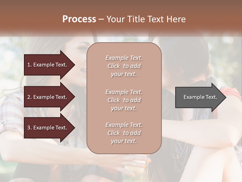 Two Young Women Talking To Each Other In A Park PowerPoint Template
