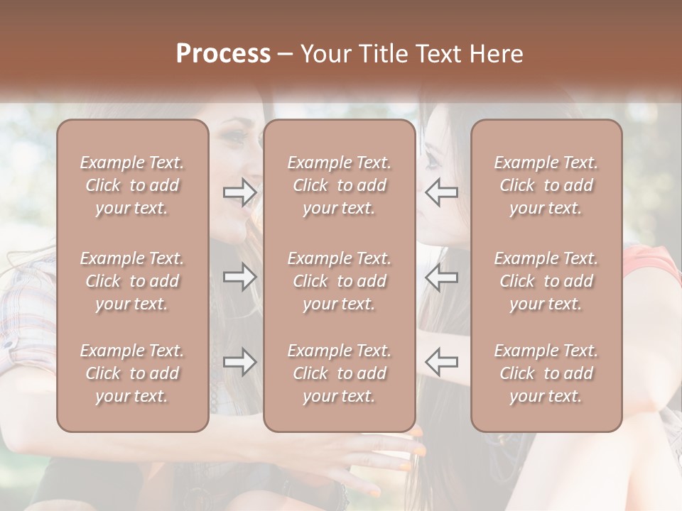 Two Young Women Talking To Each Other In A Park PowerPoint Template
