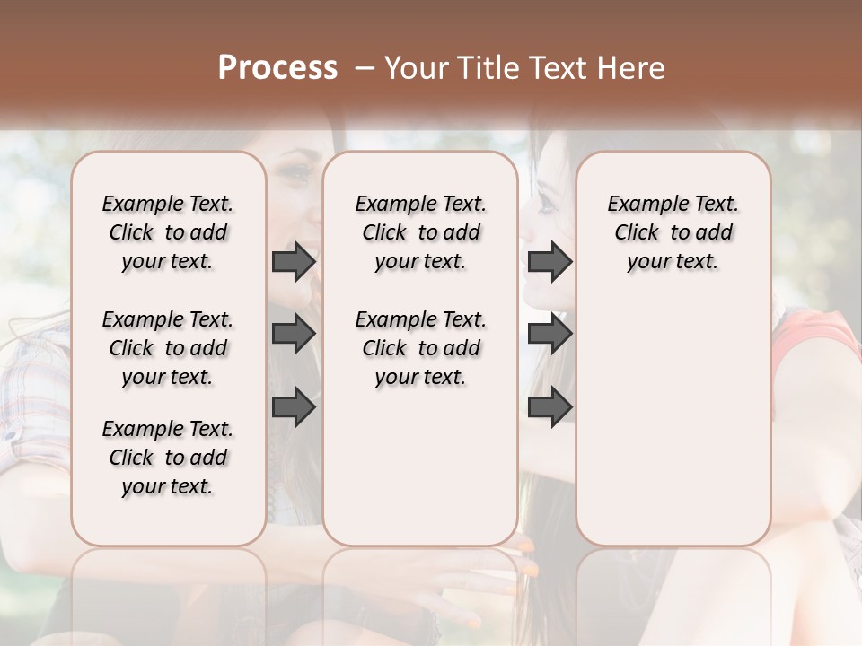 Two Young Women Talking To Each Other In A Park PowerPoint Template
