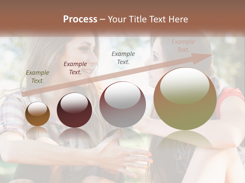 Two Young Women Talking To Each Other In A Park PowerPoint Template