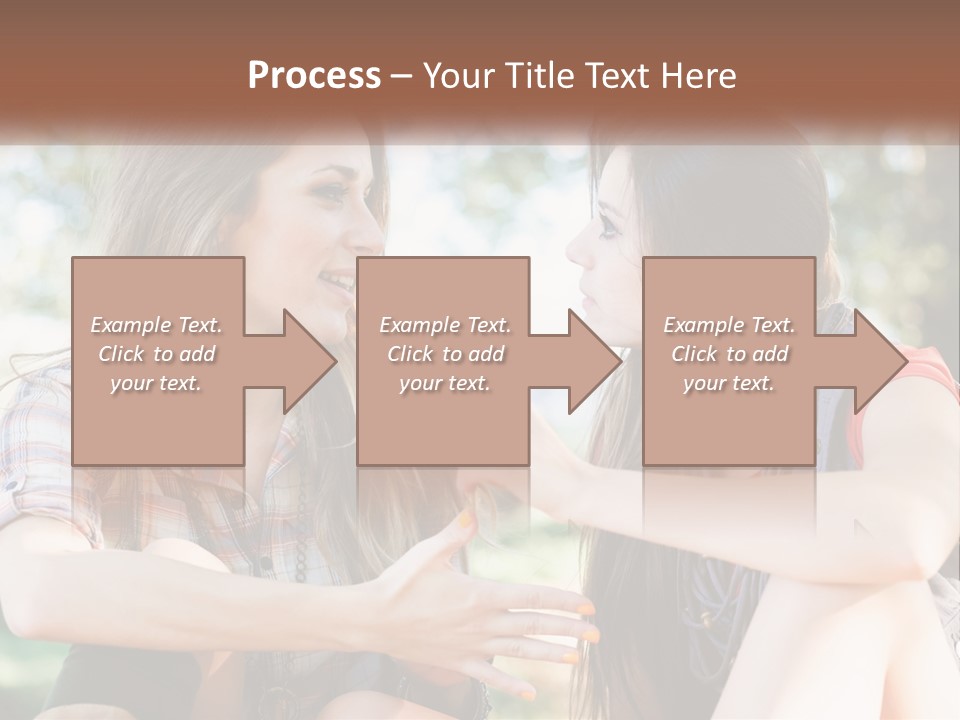 Two Young Women Talking To Each Other In A Park PowerPoint Template