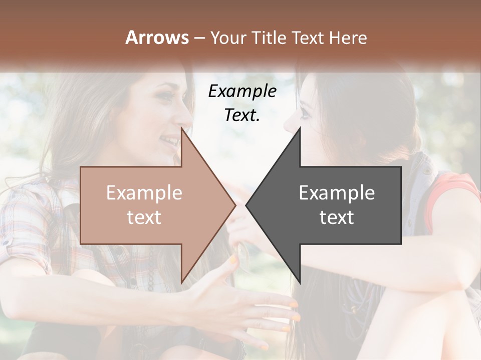 Two Young Women Talking To Each Other In A Park PowerPoint Template