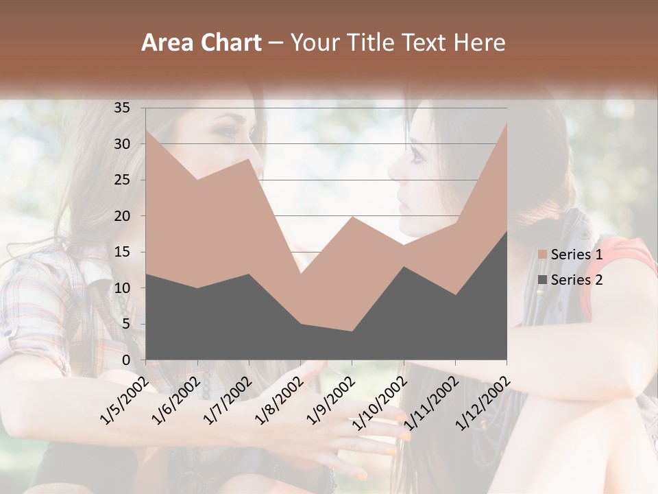 Two Young Women Talking To Each Other In A Park PowerPoint Template