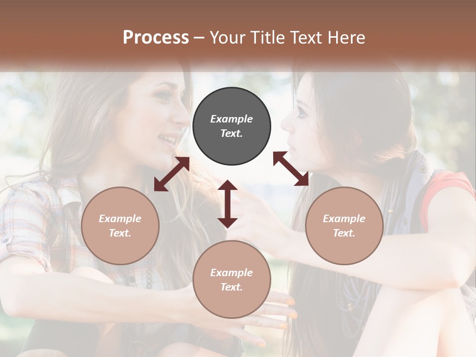 Two Young Women Talking To Each Other In A Park PowerPoint Template