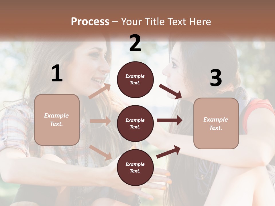 Two Young Women Talking To Each Other In A Park PowerPoint Template