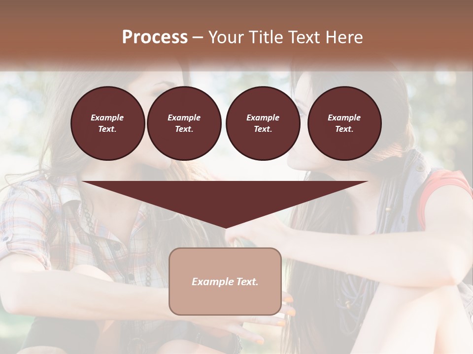 Two Young Women Talking To Each Other In A Park PowerPoint Template