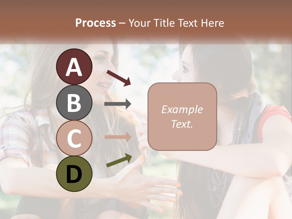 Two Young Women Talking To Each Other In A Park PowerPoint Template