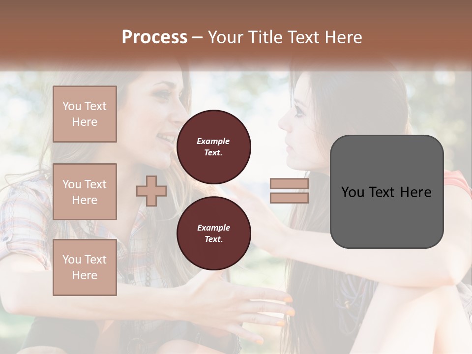 Two Young Women Talking To Each Other In A Park PowerPoint Template