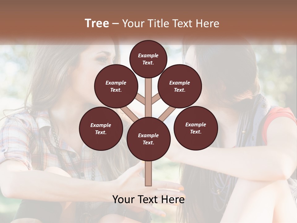 Two Young Women Talking To Each Other In A Park PowerPoint Template