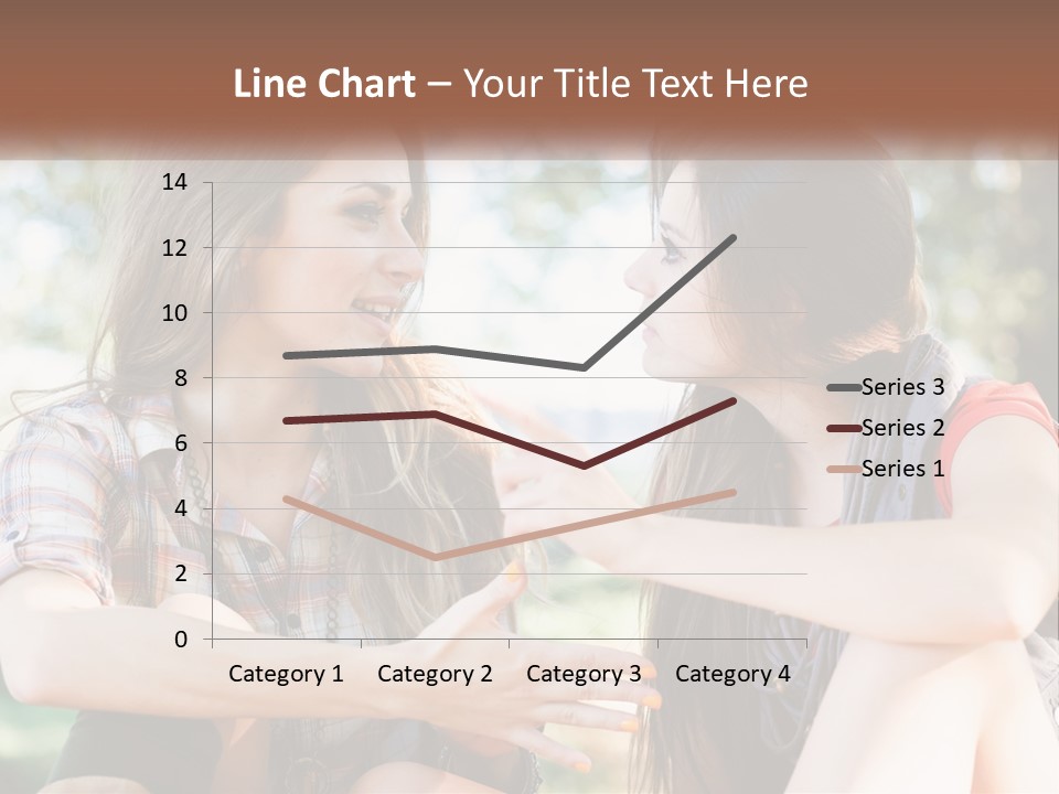 Two Young Women Talking To Each Other In A Park PowerPoint Template