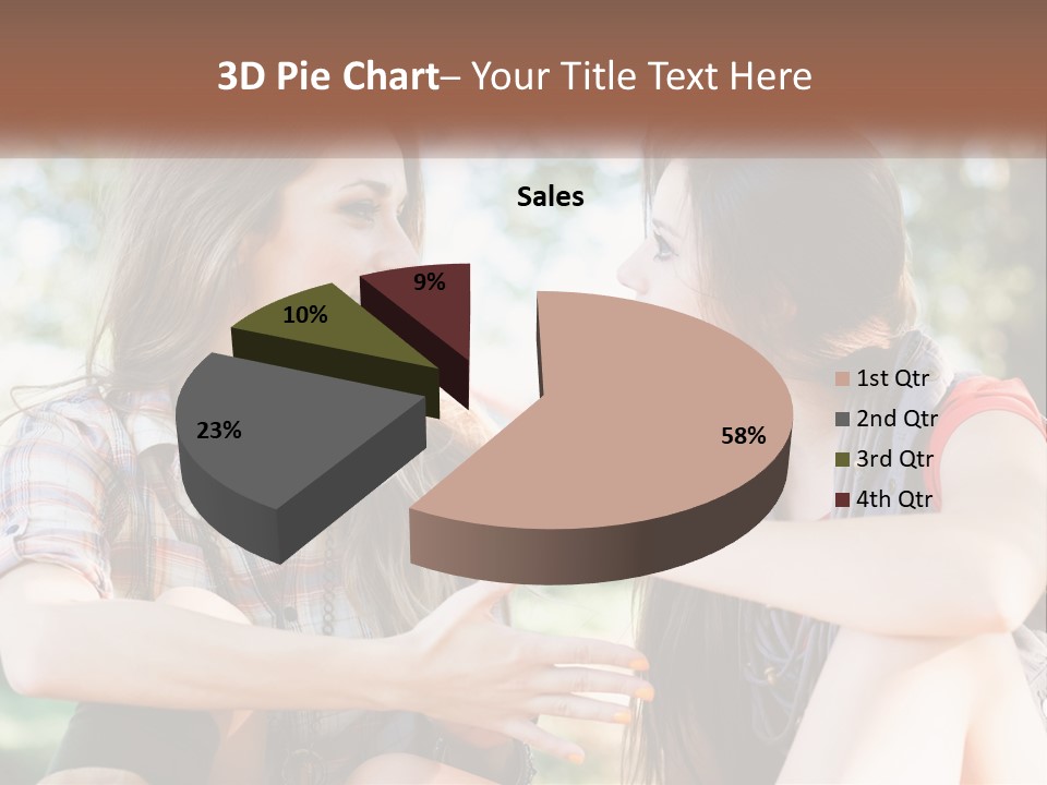 Two Young Women Talking To Each Other In A Park PowerPoint Template