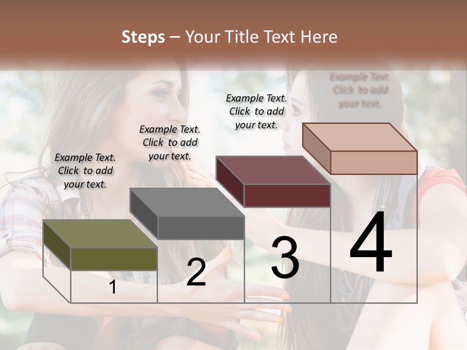 Two Young Women Talking To Each Other In A Park PowerPoint Template
