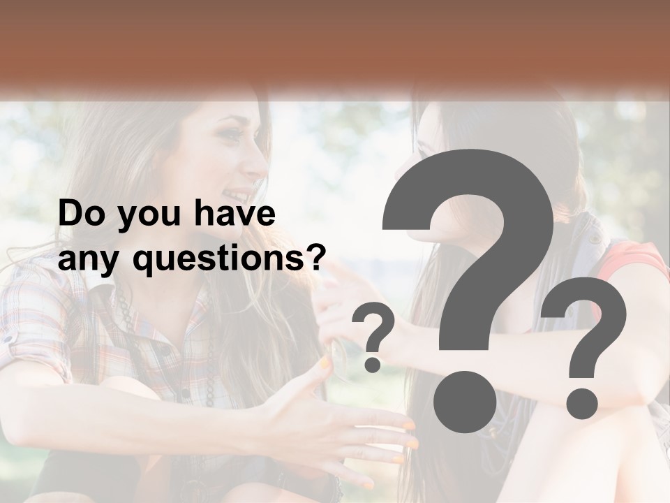 Two Young Women Talking To Each Other In A Park PowerPoint Template