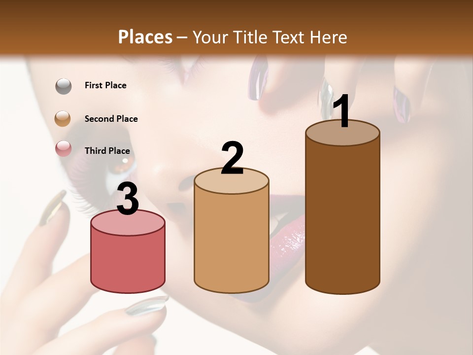 A Woman With Purple And Gold Nail Polish On Her Nails PowerPoint Template