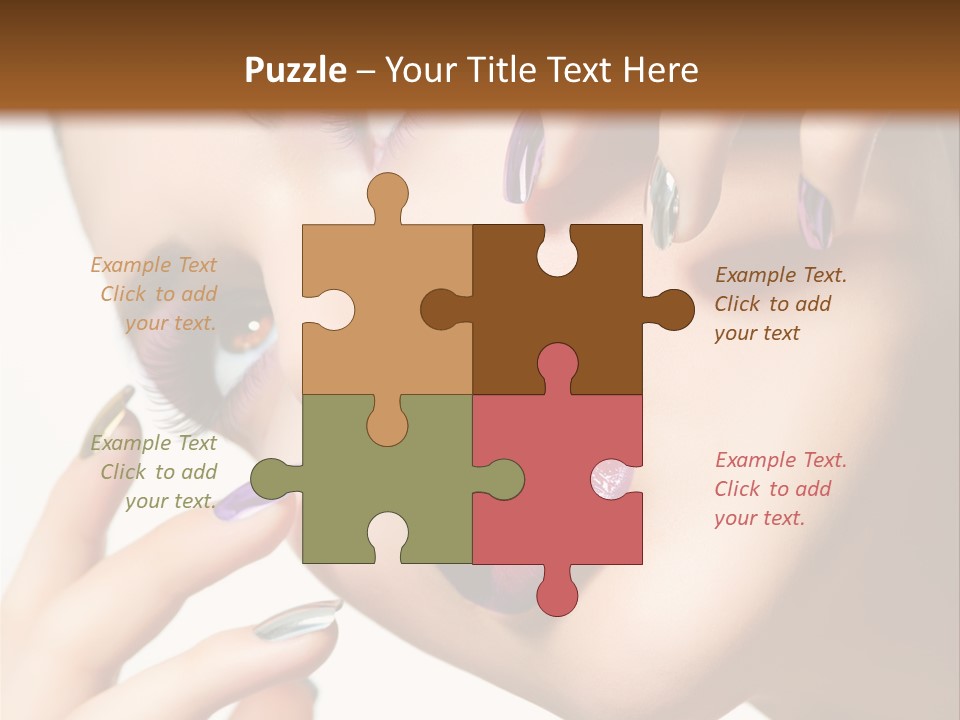 A Woman With Purple And Gold Nail Polish On Her Nails PowerPoint Template