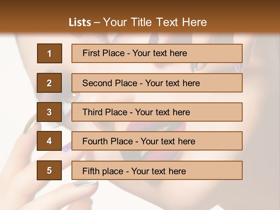 A Woman With Purple And Gold Nail Polish On Her Nails PowerPoint Template