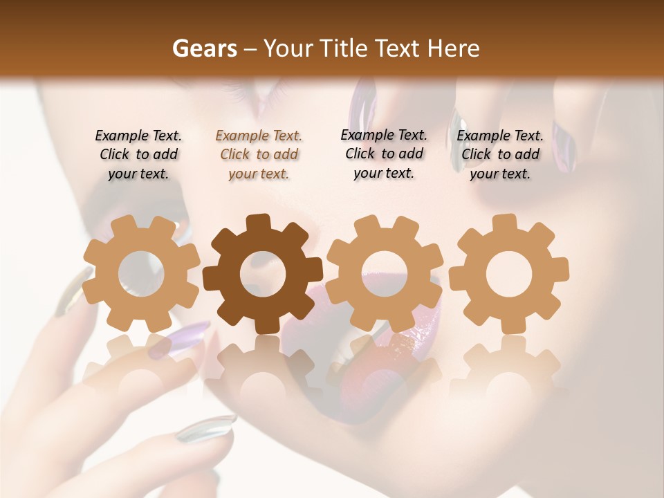 A Woman With Purple And Gold Nail Polish On Her Nails PowerPoint Template