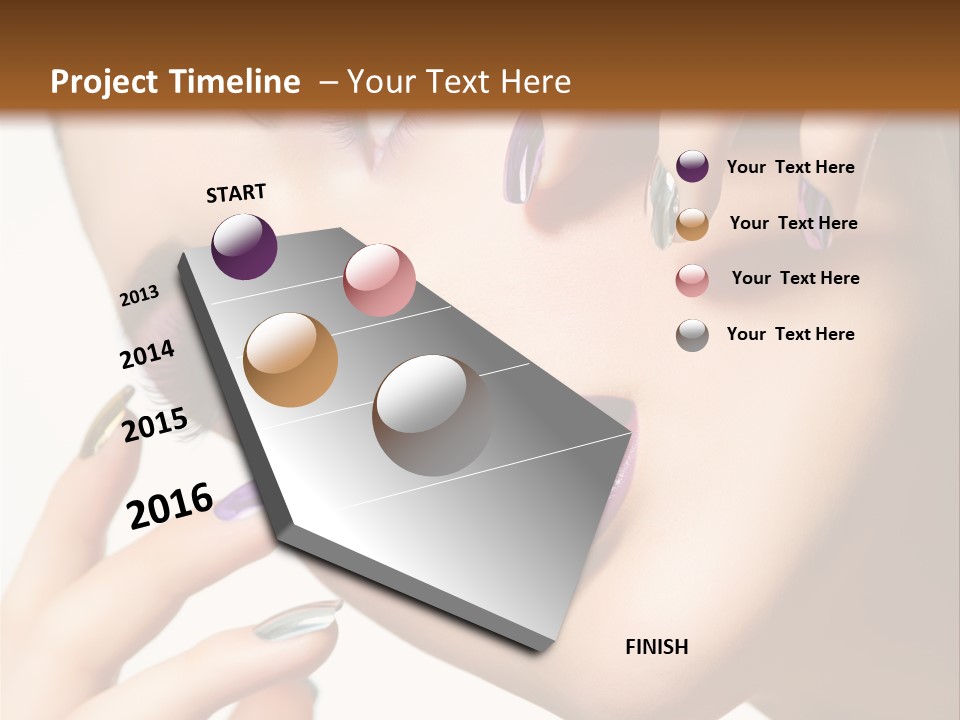 A Woman With Purple And Gold Nail Polish On Her Nails PowerPoint Template