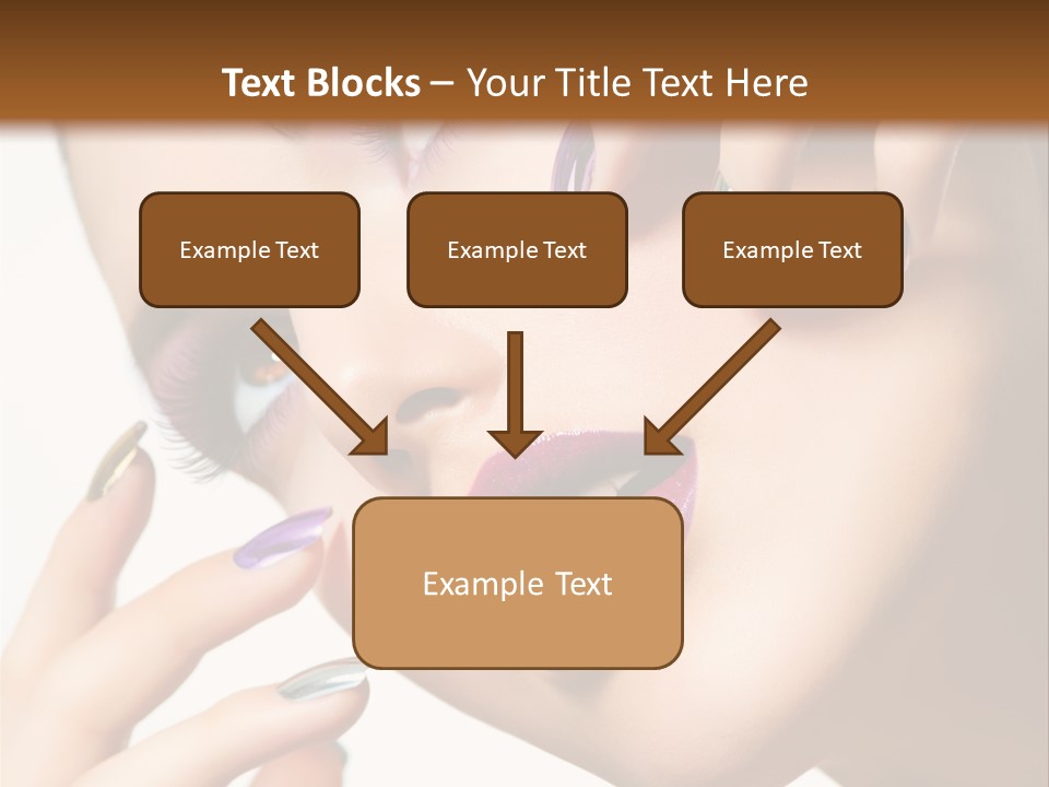 A Woman With Purple And Gold Nail Polish On Her Nails PowerPoint Template