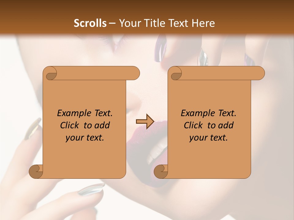 A Woman With Purple And Gold Nail Polish On Her Nails PowerPoint Template