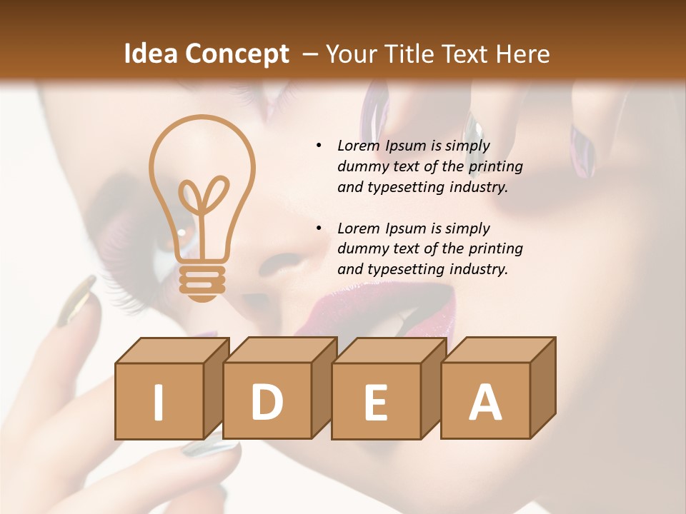 A Woman With Purple And Gold Nail Polish On Her Nails PowerPoint Template