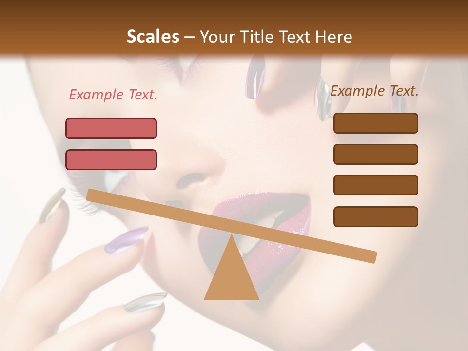 A Woman With Purple And Gold Nail Polish On Her Nails PowerPoint Template