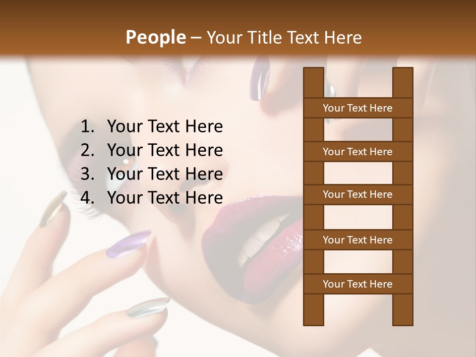A Woman With Purple And Gold Nail Polish On Her Nails PowerPoint Template