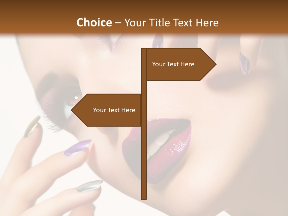A Woman With Purple And Gold Nail Polish On Her Nails PowerPoint Template