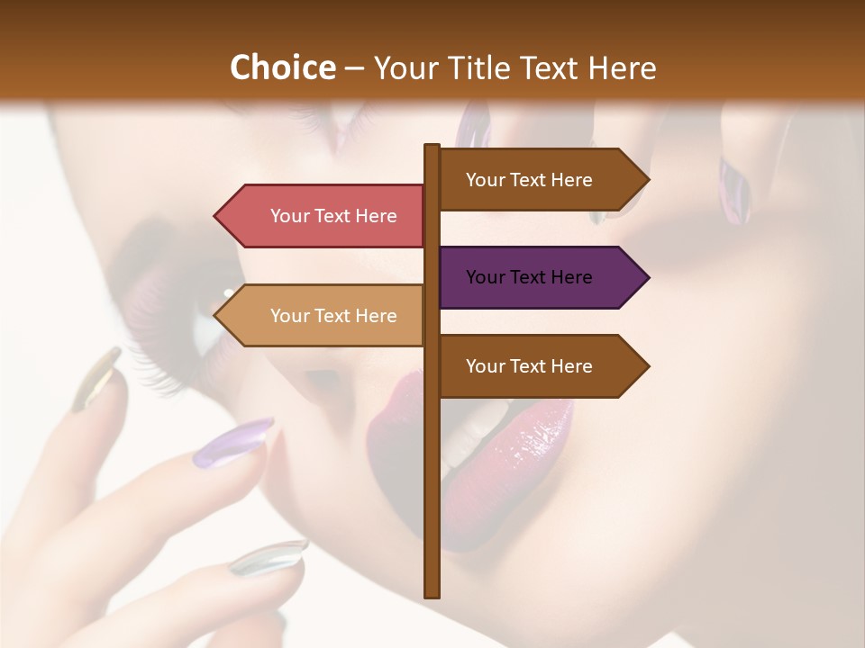 A Woman With Purple And Gold Nail Polish On Her Nails PowerPoint Template