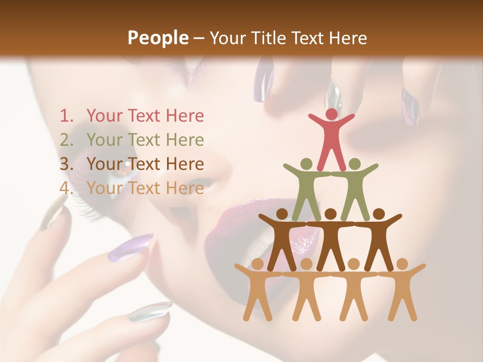 A Woman With Purple And Gold Nail Polish On Her Nails PowerPoint Template