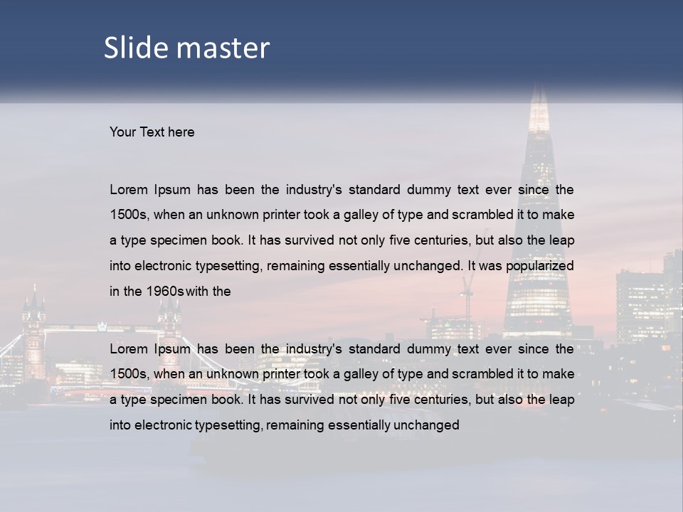 A Picture Of A City At Night With A Boat In The Water PowerPoint Template