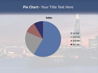 A Picture Of A City At Night With A Boat In The Water PowerPoint Template